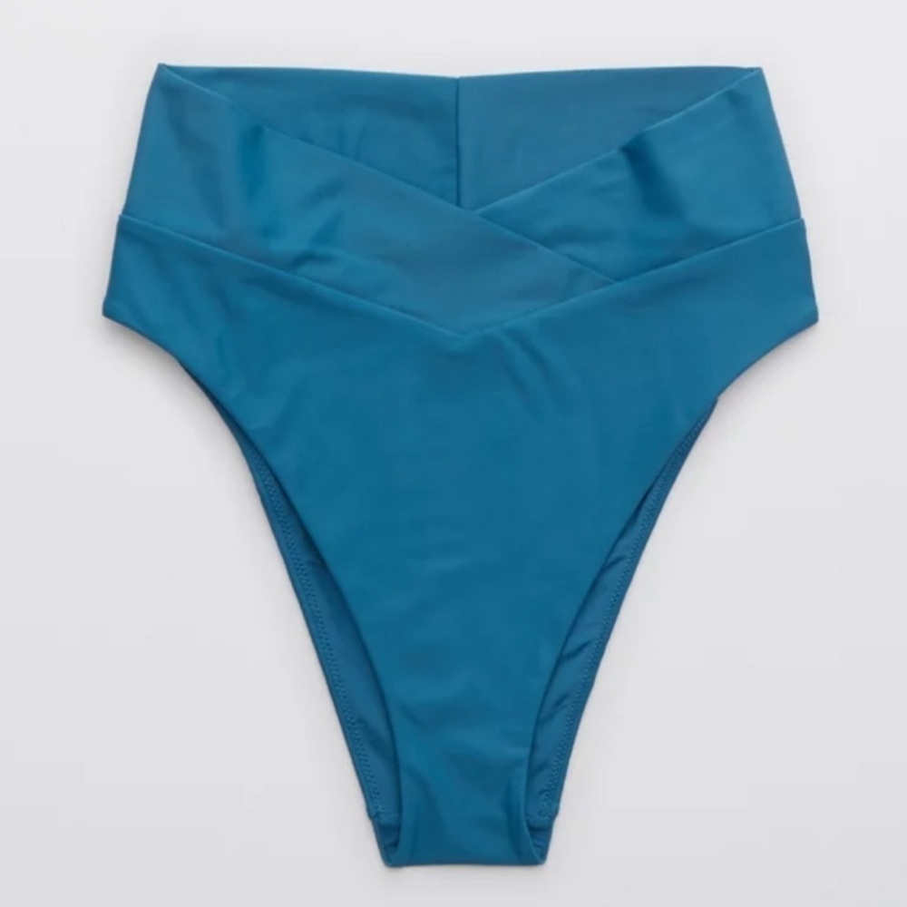 NEW Aerie Crossover High Cut Cheeky Bikini Swim Bottom
Teal Size XL